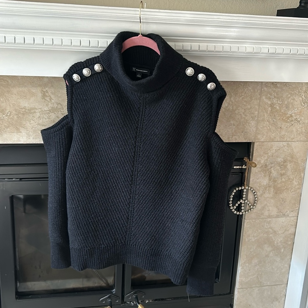 I.N.C. Black Turtleneck Sweater with Cutout Details at shoulder - NWOT